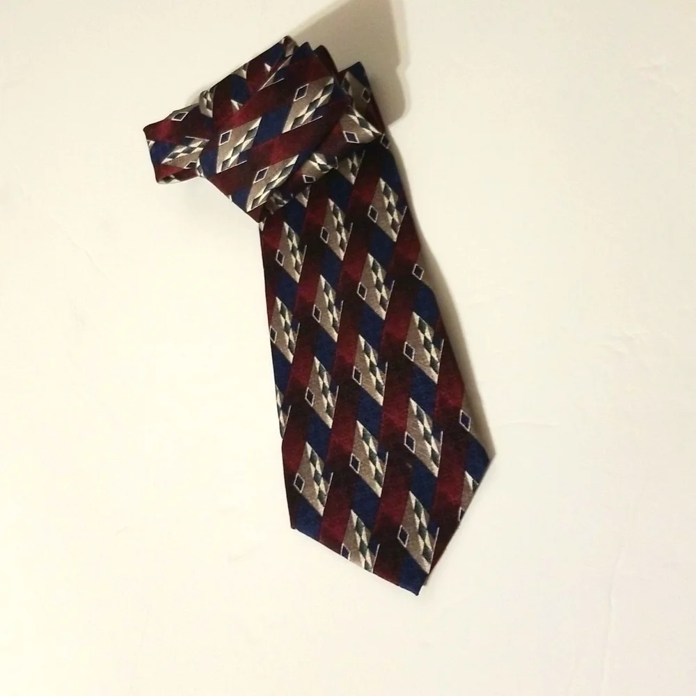 Stafford Exec Tie Woven USA Import Silk Tipped Bar & Slip String Red Blue 54